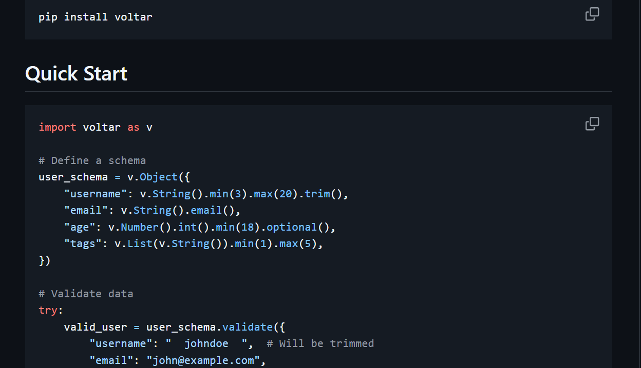 Voltar - Python Validation System
